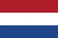 The flag of the Netherlands featuring three horizontal stripes: red on the top, white in the middle, and blue on the bottom.