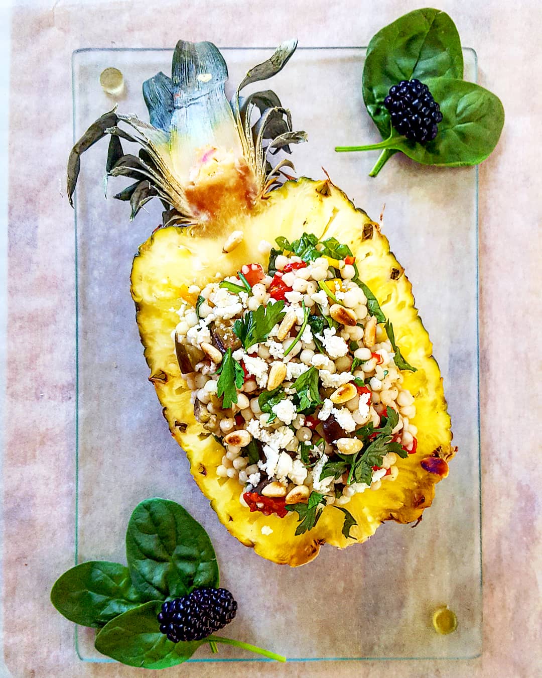 Delicious Stuffed Pineapple with Pearl Couscous Salad Recipe